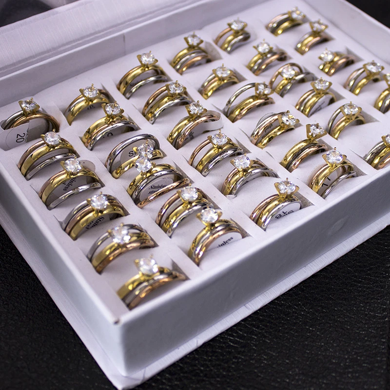 conducir Imaginativo hazlo plano Conjunto de 12 unids/lote de Anillos de acero inoxidable para mujer, Anillos  de boda de cristal romántico Vintage, joyería de moda, Anillos|Anillos| -  AliExpress