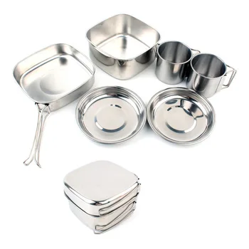 

6pcs/sets Korean picnic portable set of pot folding set frying pan cookware kitchen accessories