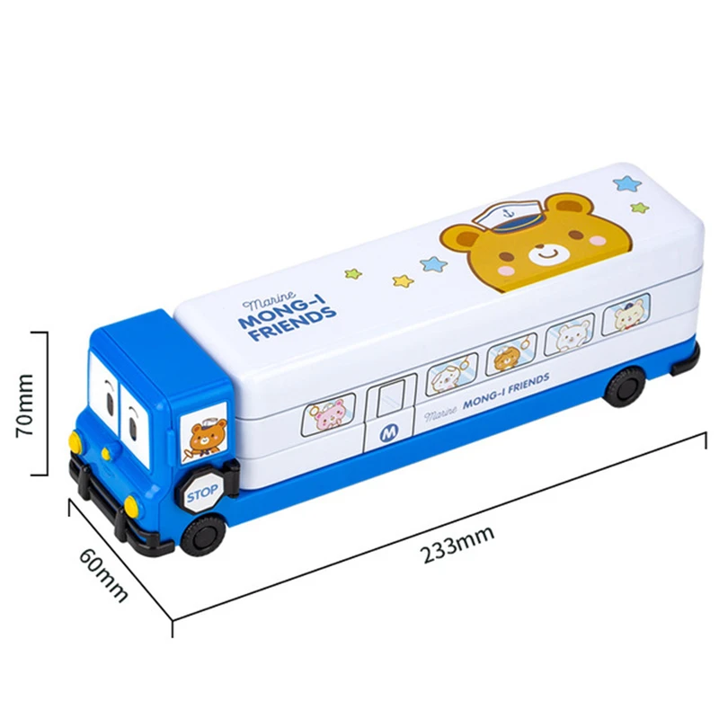 Детский металлический чехол для карандашей в виде машины автобуса с точилкой для карандашей, детский чехол для карандашей, сумка для ручек, школьные канцелярские принадлежности C15 D20