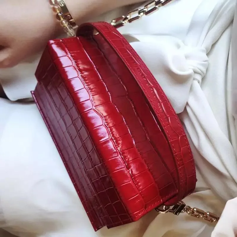 Прозрачная акриловая сумка на цепочке, женская сумка с животным принтом, крокодиловая кожа, кожа аллигатора, сумка, сумка через плечо - Цвет: red