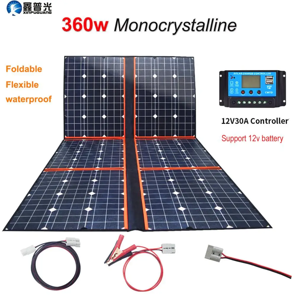  xinpuguang 360W ETFE Flexible Foldable Solar Panel Kits 18V Portable 300w USB Charger For 12V RV Ca