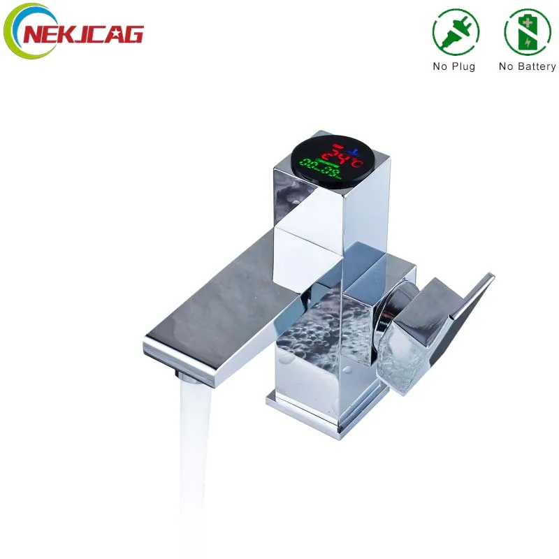 

Bathroom LED Digital Basin Faucet Water Power Basin Mixer Tap Temperate Display Faucet Smart Tap