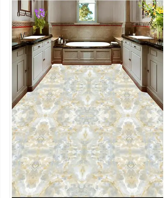 Custon 3d wallpaper 3d flooring wallpaper wall sticker Europe type ceramic tile marble 3 d floor home decor