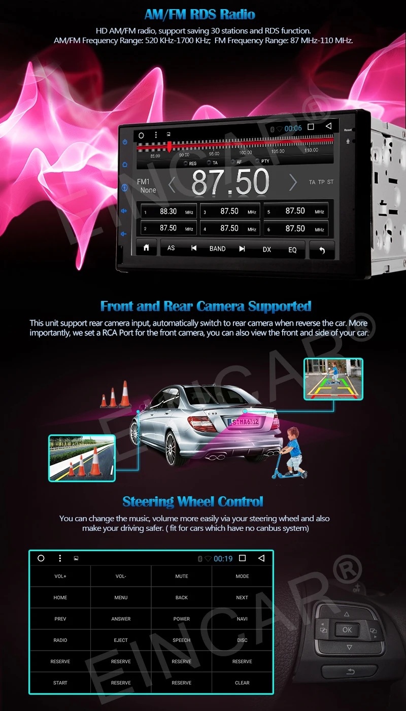 Cheap support Steering Wheel Control/Screen Mirror/OBD2/DVR/3G/4G/WIFI Android Double 2 Din Car Stereo Radio with 7 Inch Touch Screen 3