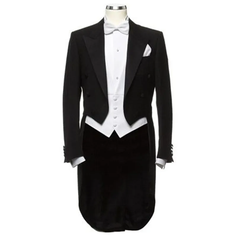 190 White Bowtie Vent Black Suits Tailcoat Fashion Elegant Men Suits 2016New Arrival High Quality Slim Fit Terno Masculino Bespoke