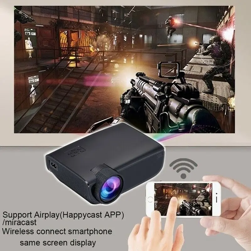 1080 P 3D 4 K جهاز عرض LED بتقنية عالية الوضوح المسرح المنزلي سينما لالروبوت/IOS 1080 P 3D 4 K جهاز عرض LED بتقنية عالية الوضوح المسرح المنزلي سينما لالروبوت/IOS