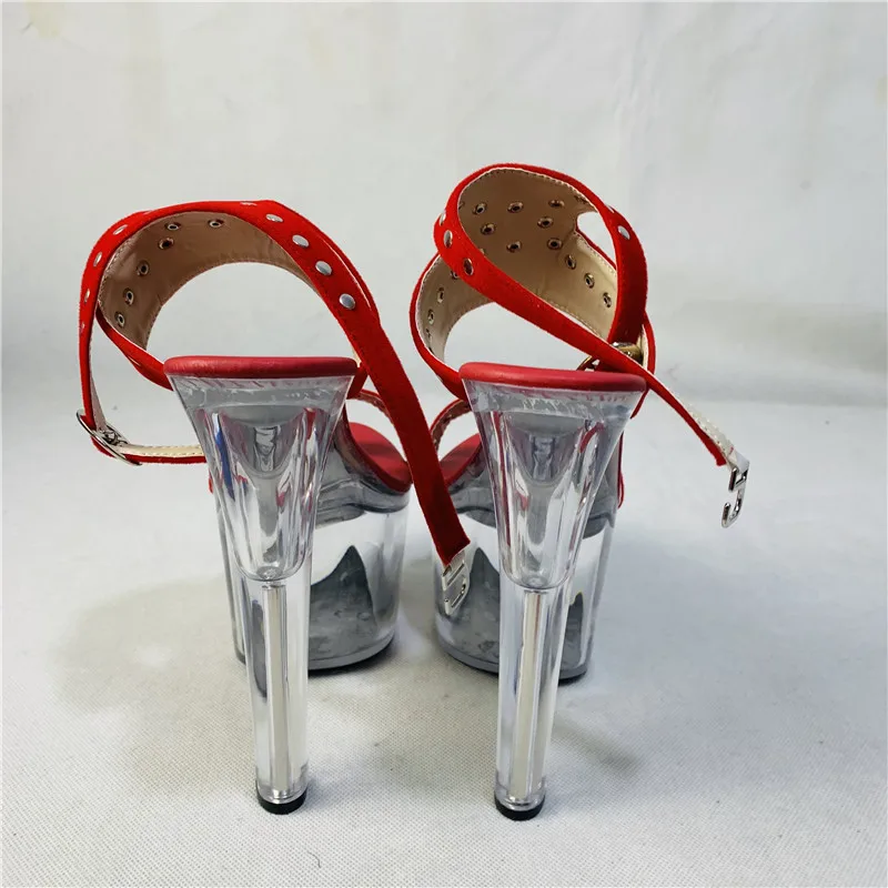 High-heeled sexy transparent stage show sandals,17 cm, nightclub pole dancing shoes