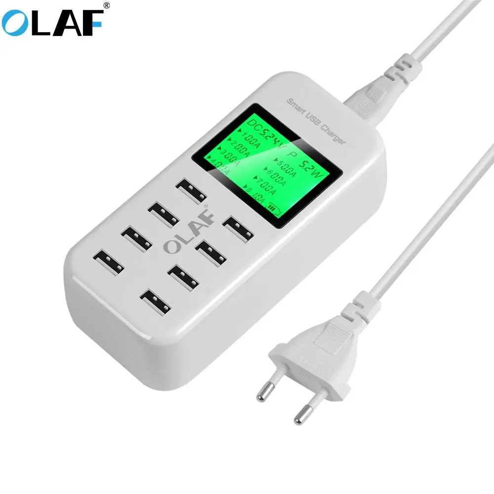 

OLAF 8 Port Smart USB Charger Hub with LCD 40W Multi-Port USB Charging Station USB Wall Travel Charger for Smartphone Tablets