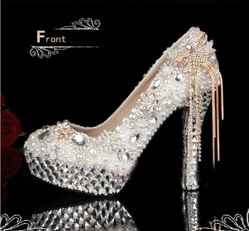 

Luxurious Rhinestone Women's Wedding Shoes Pumps High heel Bridal Shoes Beautiful Lady Dress Shoes Formal Shoes