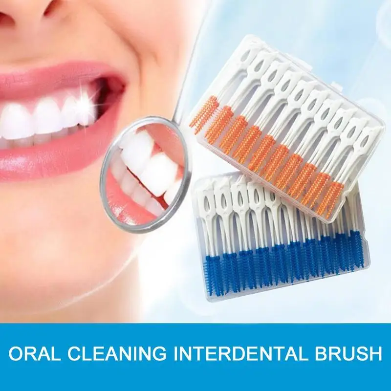 

Clean Between Teeth Floss Brushes Toothpick Adults Interdental Brushes ToothBrush Dental Oral Cleaning Care Tool 80Pcs/box Soft
