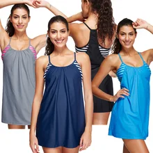 2016 Nouveau Sexy Maillots De Bain Femmes Tankini Natation Robe Deux Pièces Ensemble plus la Taille Maillot de Bain Summer Beach Wear Maillot de Bain Femme 3XL