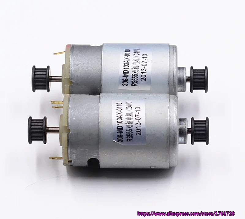 

12V 24V 36V permangent magnet 555 550 DC motor 0.8A slow speed double output shaft motor with MXL gear~