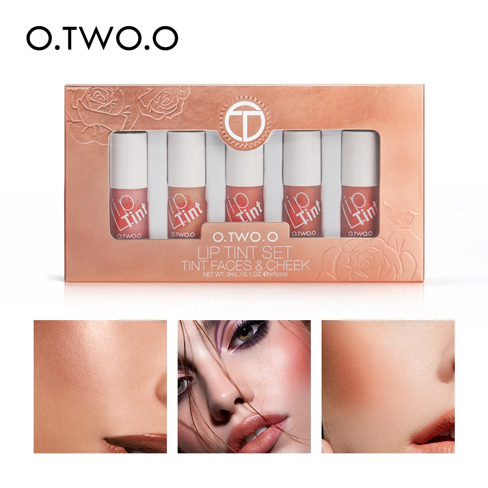 

O.TWO.O 5pcs Lip Tint Set Moisturizing Lip Gloss Long Lasting Liquid Blusher Makeup Matte Lipstick Liquid Lips Kit Cosmetics9999