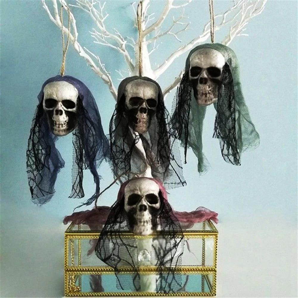 

Scary Halloween Hanging Decor Pirates Corpse Skull Haunted House Bar Home Garden Spooky Skull Hanging Decors Ghost Head Pendant