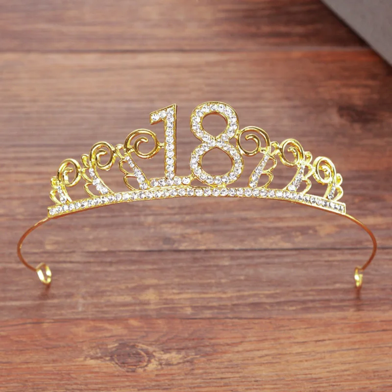 18 день рождения корона для женщин взрослых девочек 18 день рождения Золотая тиара Принцесса Корона 18 лет вечерние украшения Hari аксессуары