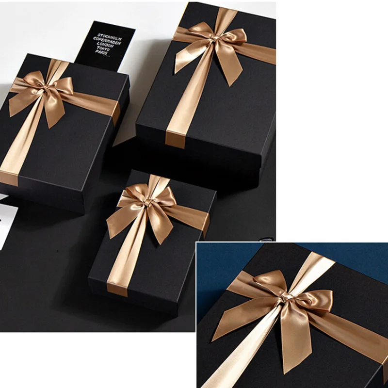 Креативная Подарочная коробка ко Дню Святого Валентина Прямоугольная Черная Подарочная коробка любимая бумага с бантом из ленты подарочная сумка Свадебная шкатулка для украшений Упаковка