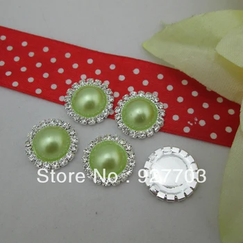 

(CM454 17mm)50pcs Crystal Light Green Pearl Rhinestone Buttons For DIY Craft