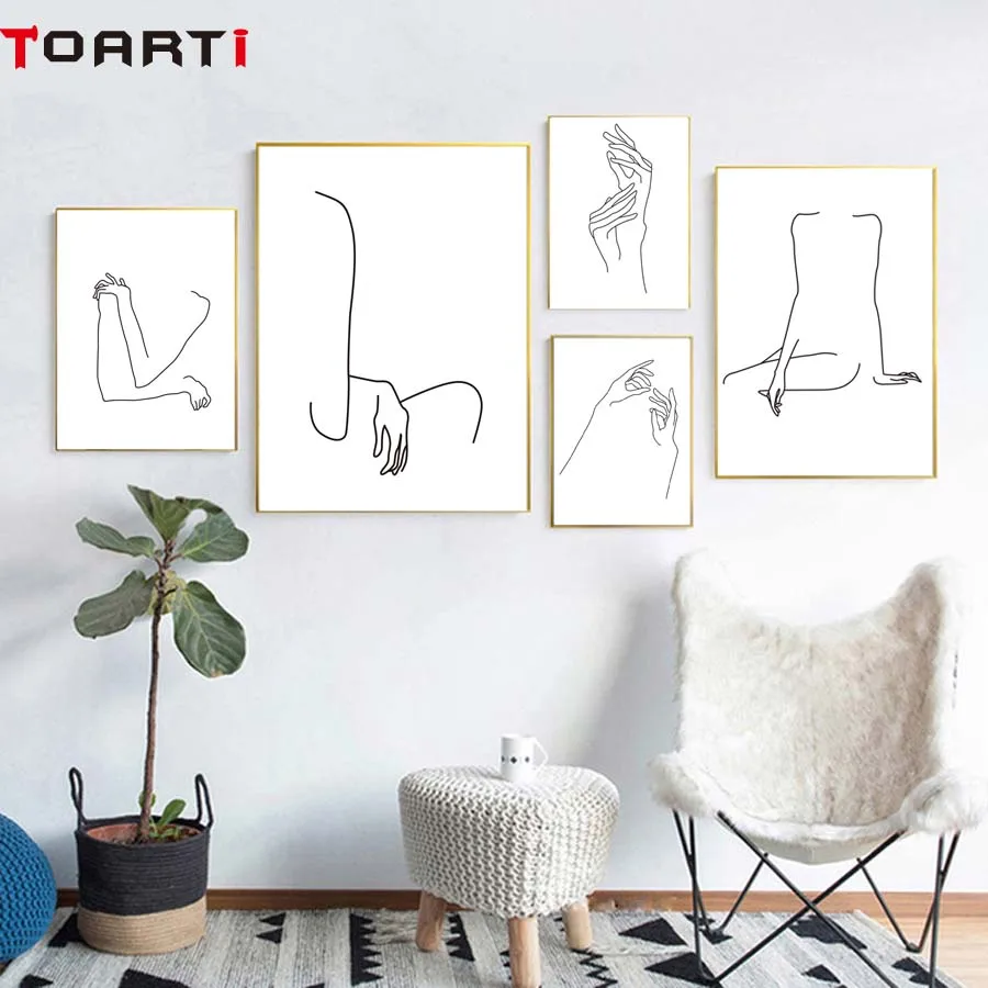 Lady Body Line Drawing Abstract Poster&amp;Prints Modern Canvas Painting Modular Wall Picture For Girls Bedroom Wall Art Home Decor (6)