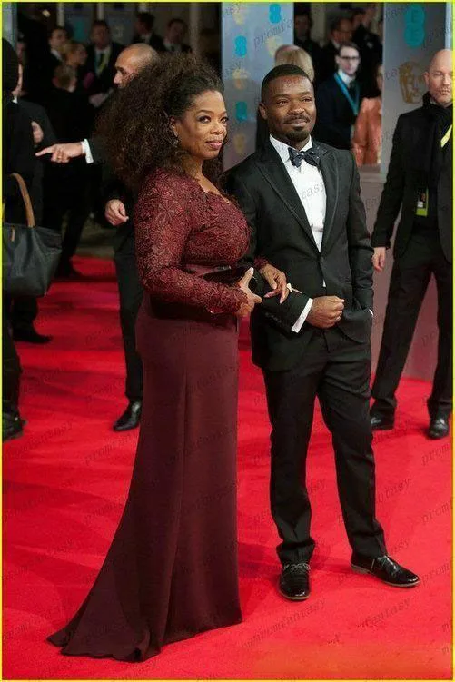 Oprah Winfrey бордовые, с длинными рукавами для матери сдержанное невесты Вечерние платья под заказ плюс размер мужской костюм платья