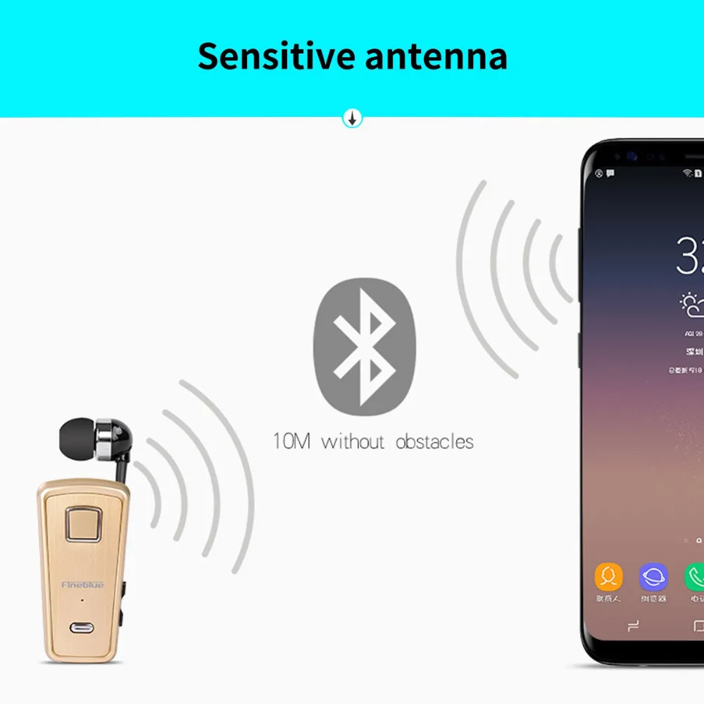 Беспроводная деловая Bluetooth гарнитура Fineblue F980 наушники с телескопическим