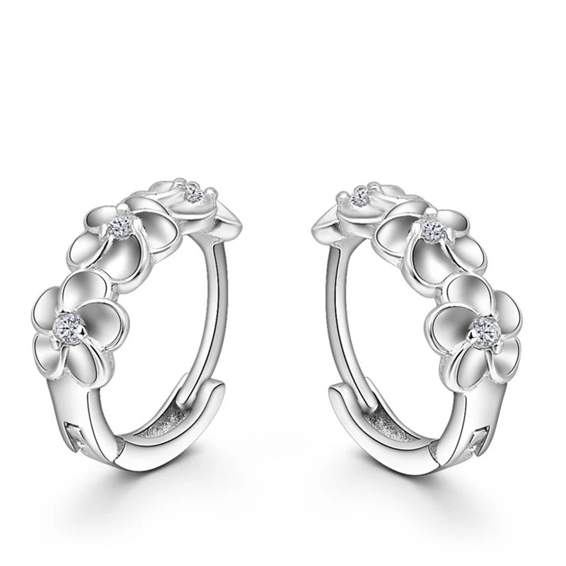 

lureme 925 Sterling Silver Earring for Women Girl Beautiful Small Flower Stud Earrings Crystal Earrings brincos de prata 925