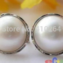 Wholesale_jewelry_wig$ НАСТОЯЩЕЕ 20 ММ БЕЛЫЙ ЮЖНОГО МОРЯ MABE ЖЕМЧУЖНЫЕ СЕРЬГИ СЕРЕБРО