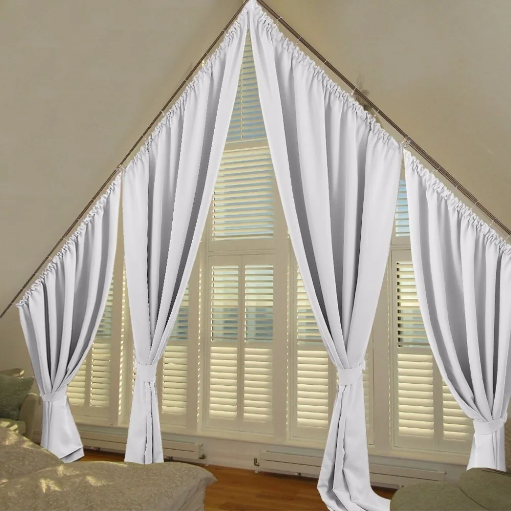 Favorite Triangle Window Treatments Cd85 Roccommunity Brand New Greyish White Room Darkening Curtains Thermal Insulated Slanted Mk27