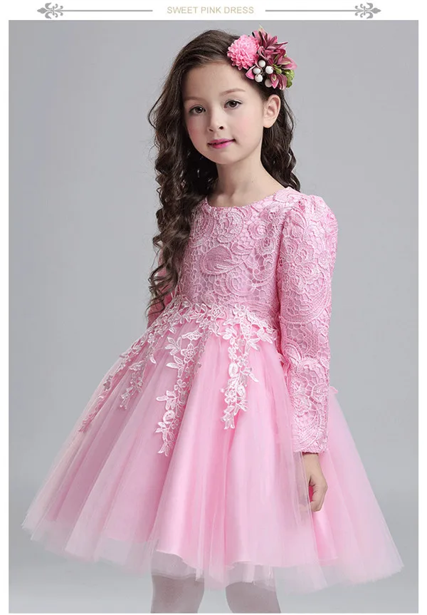 

2016 Girls Dresses Toddler Baby Girls Kids Lace Dress Long Sleeve Princess Dress Girls Clothes Autumn Children