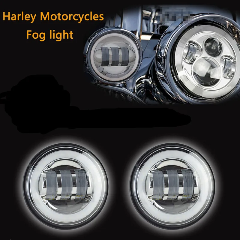 For Harley Davidson Trim Ring Black/Chrome 4.5" 4 1/2" Halo DRL Passing