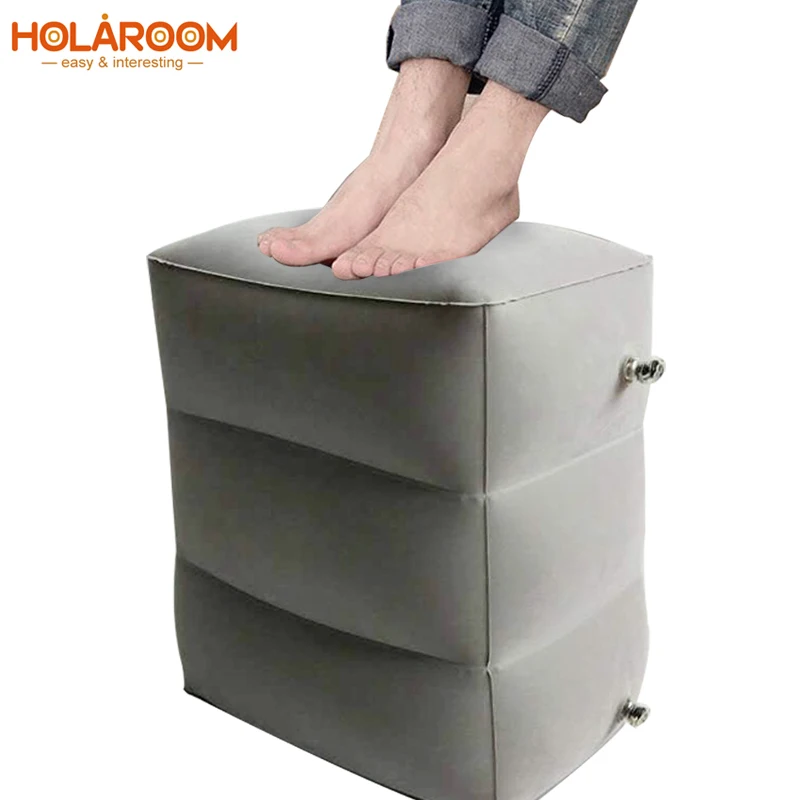 

3 Layers Inflatable Travel Foot Rest Pillow Airplane Train Car Foot Rest Cushion Like Storage Bag & Dust Cover Inflatable Pillow