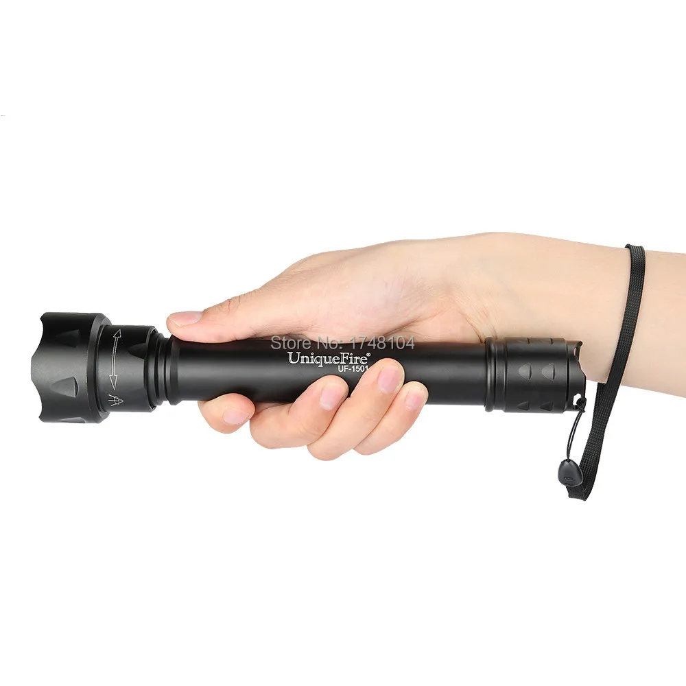

Uniquefire 3 Modes Hunting Flashlight UF-1501 Osram IR 850nm LED Infrared Flashlight Torch Zoomable 38mm Convex Lens Torch