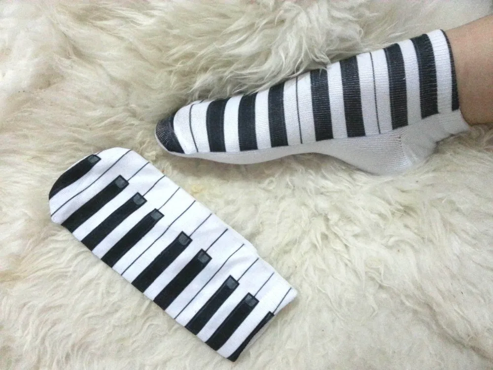 

Princess sweet lolita socks cute creative printed socks music piano keyboard soft cotton ankle socks free size for 22-24cm