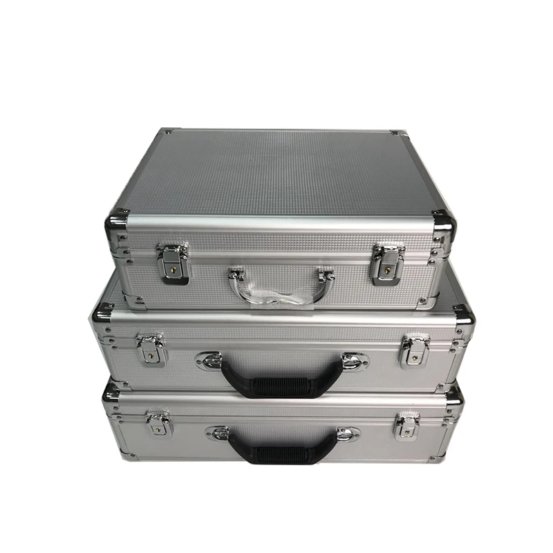 

1pc Aluminum Tool Box Portable Tool Case Storage Suitcase Safety Box Equipment Instrument Case File Storage Box With Lock