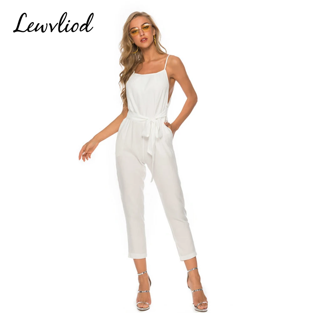 Женские комбинезоны без рукавов из хлопка и льна на бретельках женская одежда