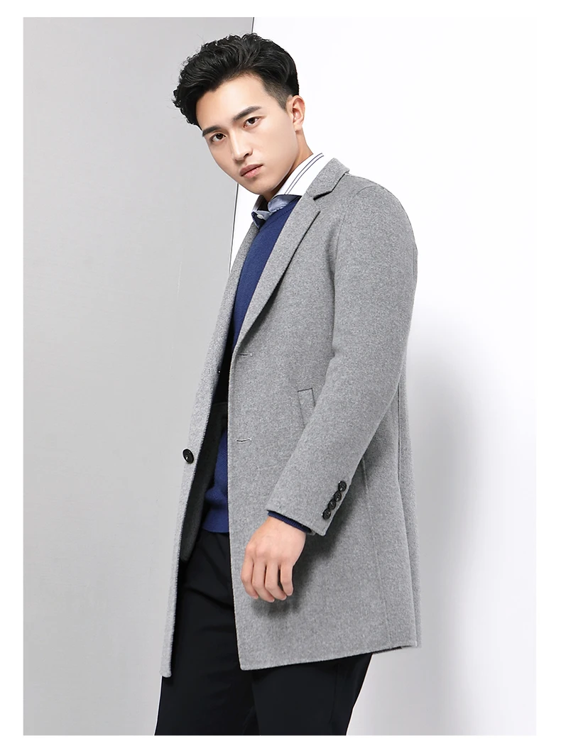 AYUNSUE Mens Coat Long Jacket Wool Coat Men Double Face Woolen Overcoat ...