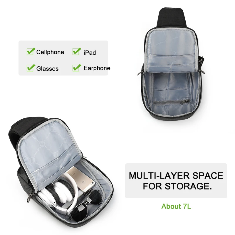  Fashion Men Male Bags Casual Splashproof Sling Bag 9.7 inch Crossbody Bags for Women Messager Black Grey Men Shoulder Bag