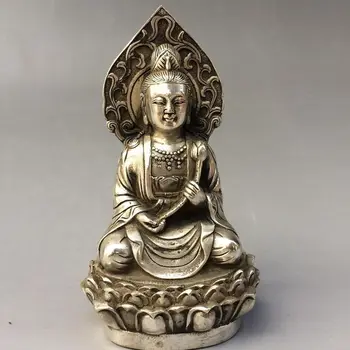 

Collection Tibet silver COLLECTABLE HANDWORK CARVED Kwan -Yin STATUE