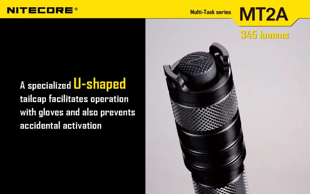 Тактический Фонарь NITECORE MT2A CREE XP-G2 R5 светодиодный, макс. 345 люменов, дальность луча 152 м, многоцелевой фонарь для повседневного использования