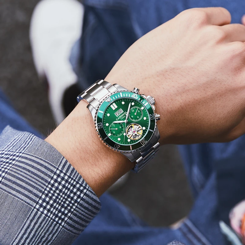 Tourbillon механические часы для мужчин Топ люксовый бренд карнавал спортивные