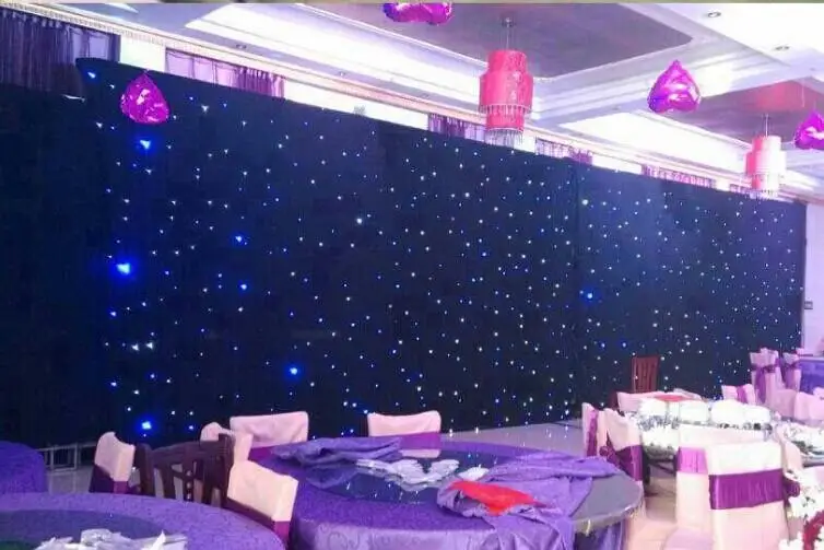 

Blue - White Colors Shiny LED Star Curtain Wedding Backdrop Decoration Cloth With DMX 512 Controller Any Size to Choose