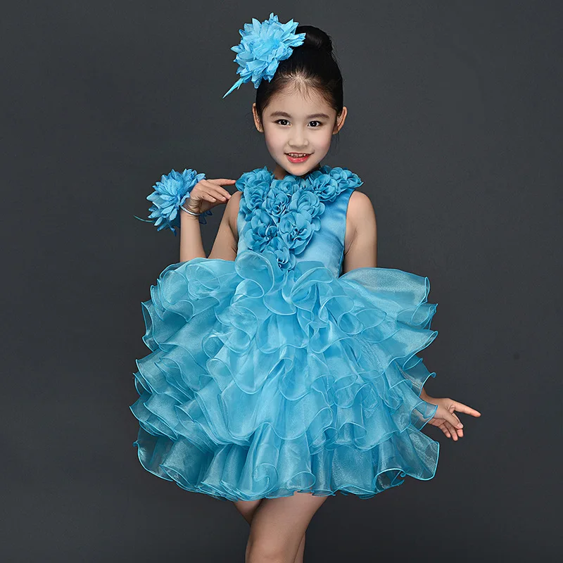 

Children Girl Piano Costume Dress Girls Latin Dress For Girl Kids Ballet Dancing Host Costume For Girls Performance Jazz Dance