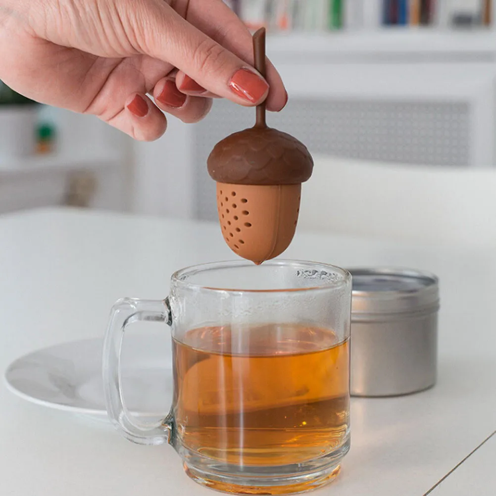 1Pc Silicone Squirrel Acorn Shape Tea Infuser Loose Pine nuts Tea Bag Strainer Herbal Filter Spice Diffuser