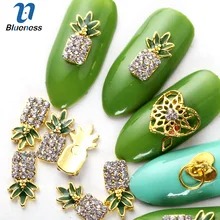 Blueness 10 шт./лот зеленый ананас сплав Стразы Дизайн ногтя маникюрные 3D дизайн ногтей украшения хрустальные аксессуары шпильки