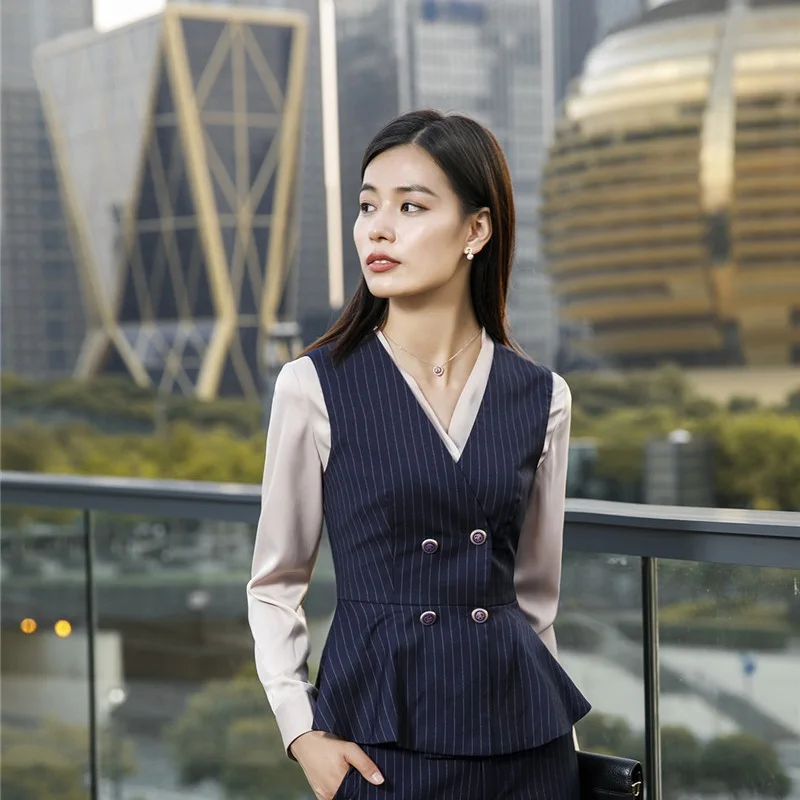 2018 New Fashion Striped Waistcoat and Vest Coat For Women Business Work Wear Jackets Blazers Outwear Female Clothes OL Styles