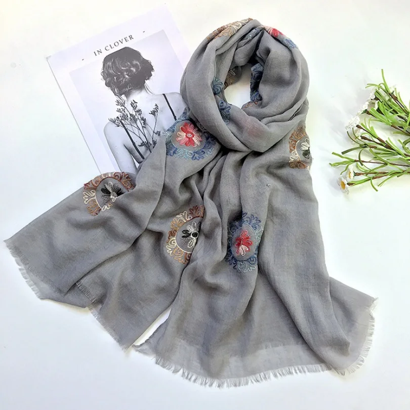 Spring Summer Cotton Linen Scarf Wraps Women Vintage Scarf Mufflers