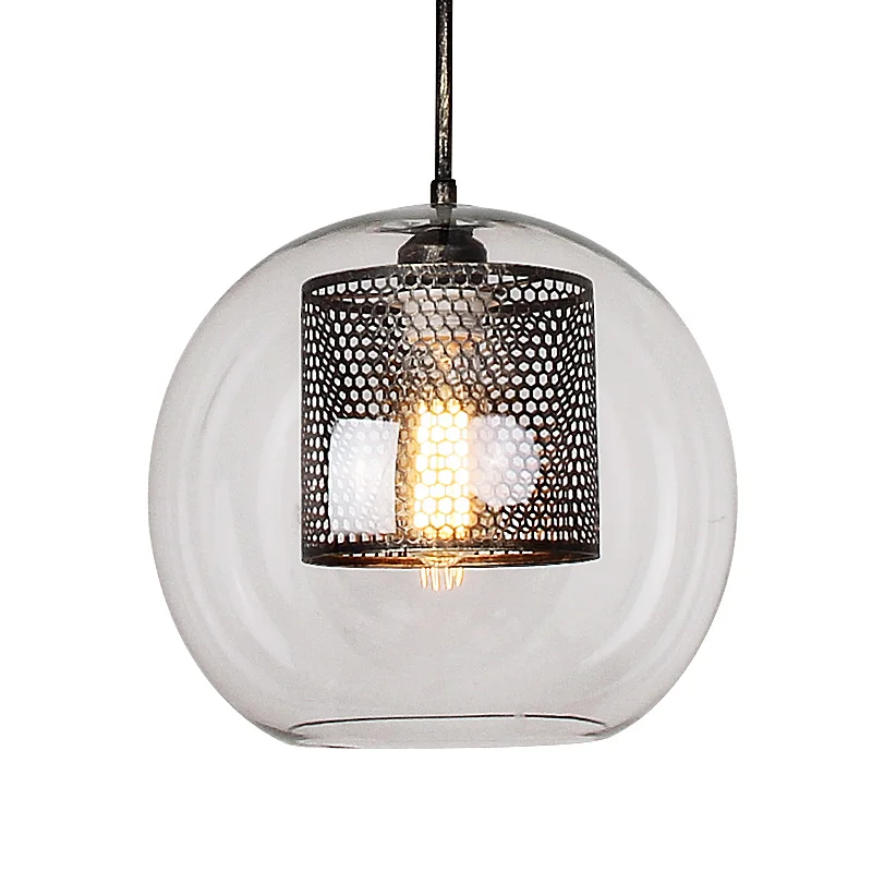 

JAXLONG Glass Pendant Light Loft Industrial Wind Iron Kitchen Dining Bar Retro Lamp Living Room Study Bedroom Lighting Fixture