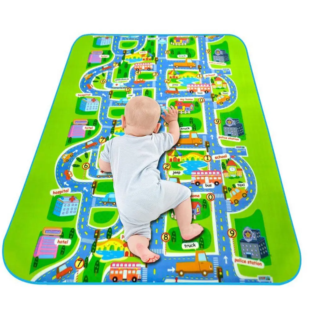 

Brand New Urban Transportation Style 2*1.6M 0.5CM Thickness Single Side Crawling Mat For Baby Baby Boy/Girl Christmas Gift