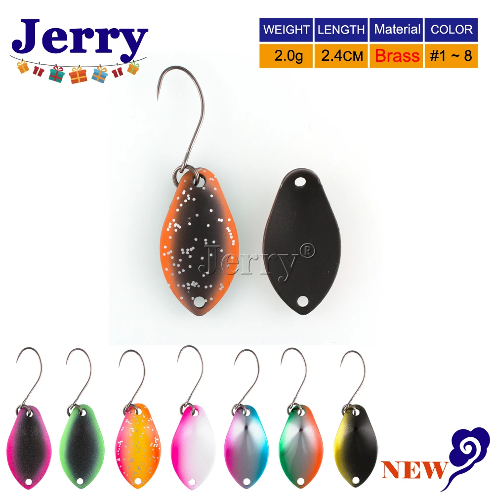 Cucharas de trucha Jerry 2g de latón spinning cucharas de pesca micro metal señuelos área de pesca de trucha ultraligera