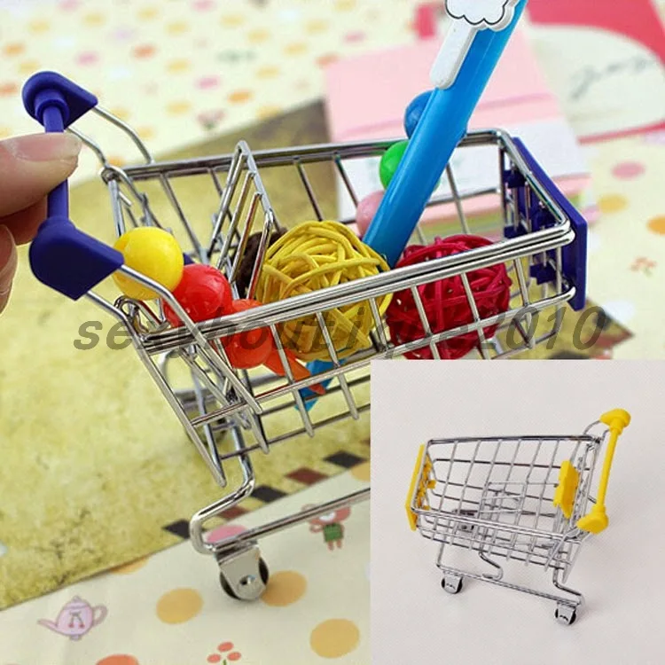 

Mini Shopping Cart Trolley Desktop Storage Organizer Home Organisation Toy Tool