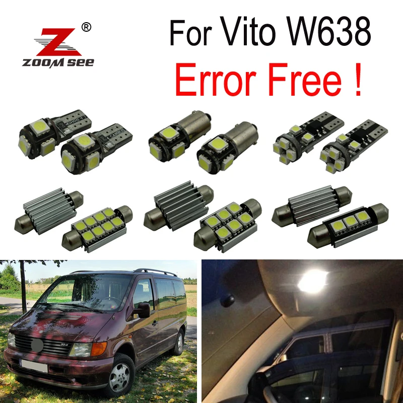 

13 шт. canbus светодиодные стоп-сигналы для Mercedes Benz Vito W638 светодиодные внутренние купольные лампы + Комплект парковочных ламп (96-03)